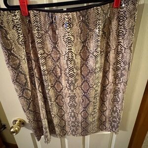 Hayden Snake Print A-Line Skirt - Brown and Cream